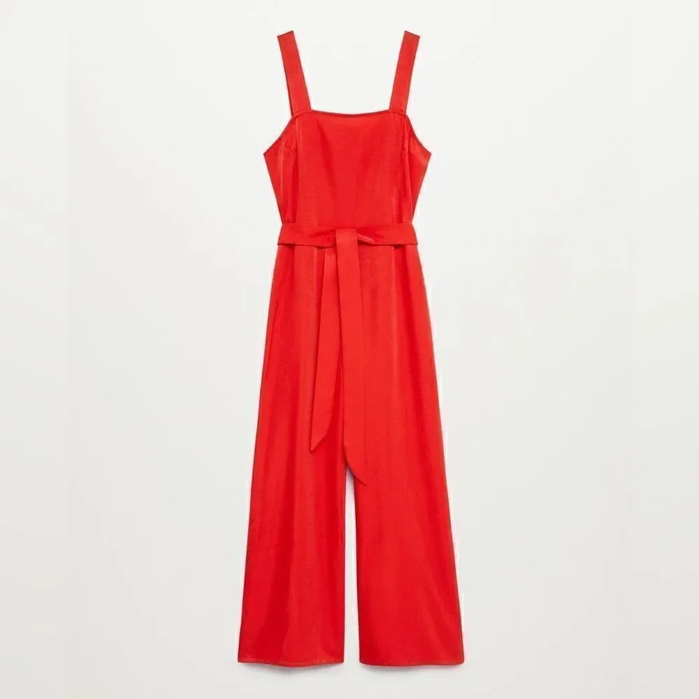 Mango Red Viscose Blend Jumpsuit New